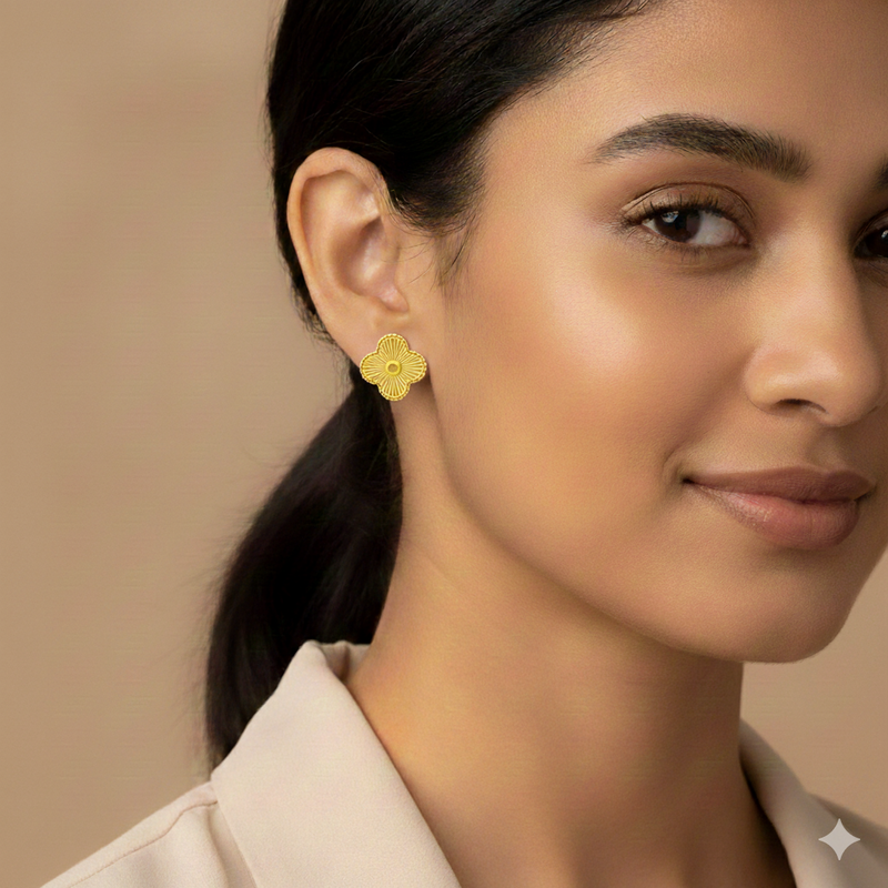 18K Real Gold VC dot Earrings - 18k Gold Earrings - Embellish Gold