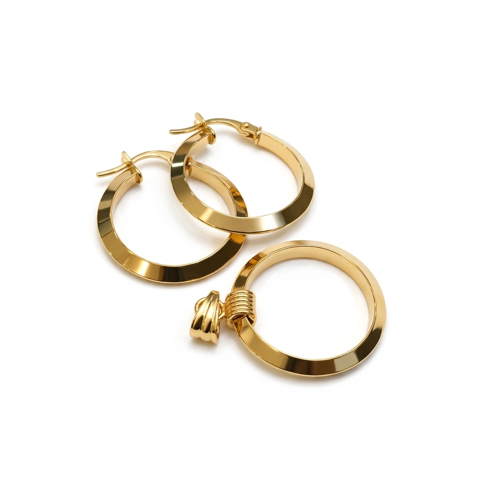 18k Gold Round Shiny Jewelry Set