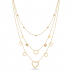 Gold heart-shaped necklace on a white background