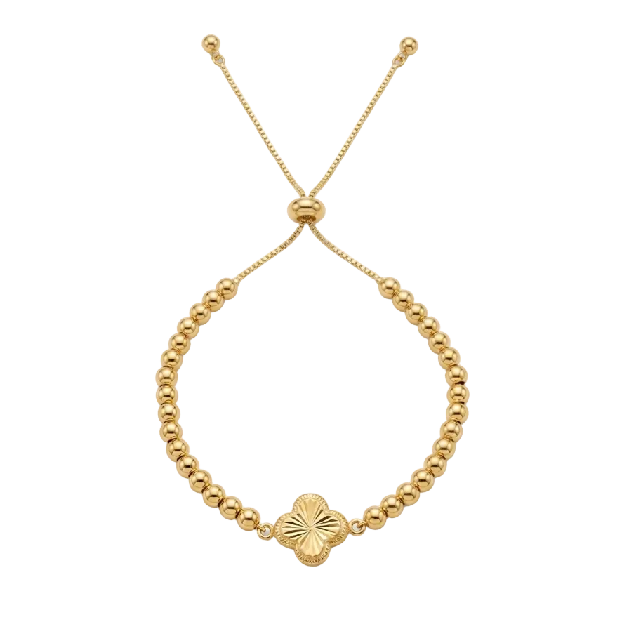 18k Gold Clove pendant with balls bracelet - 18k Gold Bracelet - Embellish Gold Jewelry & Diamond