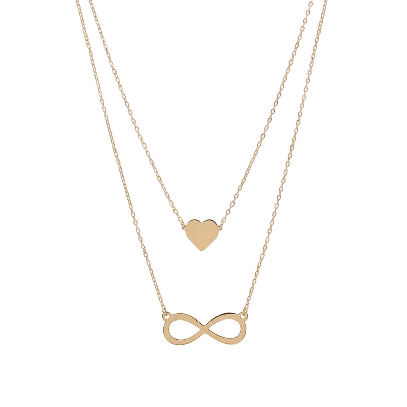 18k Gold Infinity with Heart Necklace - 18k Gold Necklace - Embellish Gold Jewelry & Diamond