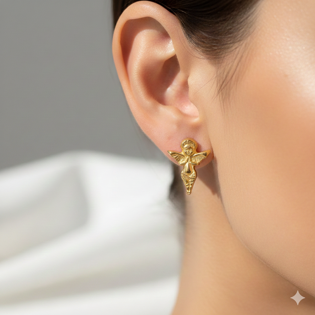 18K Real Gold Jesus Earrings