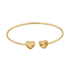 Gold bracelet with heart-shaped ends on a white background