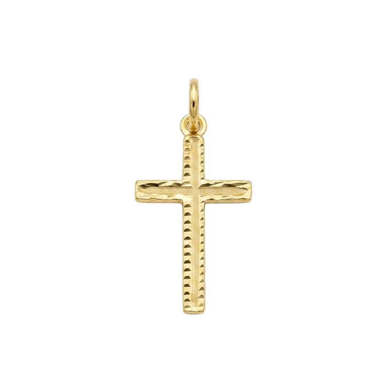 18k Gold Plain Dia Cut Cross Pendant - 18k Gold Pendant - Embellish Gold Jewelry & Diamond