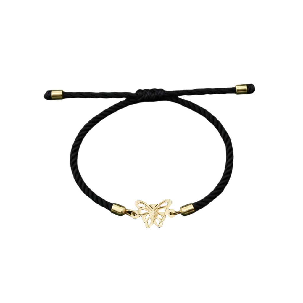 18K Real Gold Butterfly Lucky Charm Bracelet