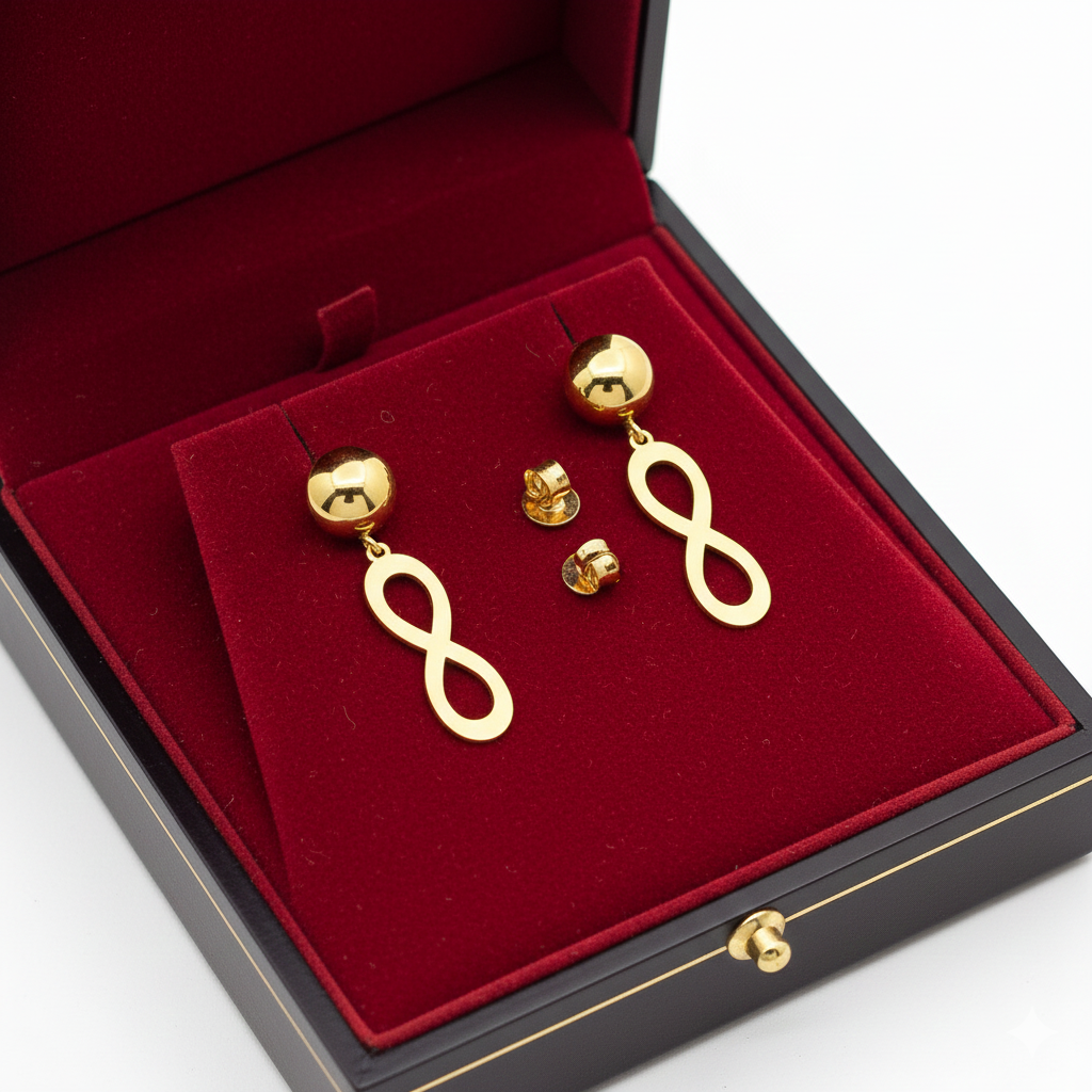 18K Real Gold Infinity Earrings