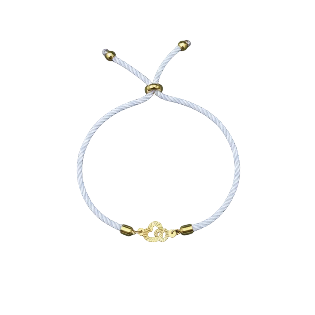 18K Real Gold Double Heart Lucky Charm Bracelet