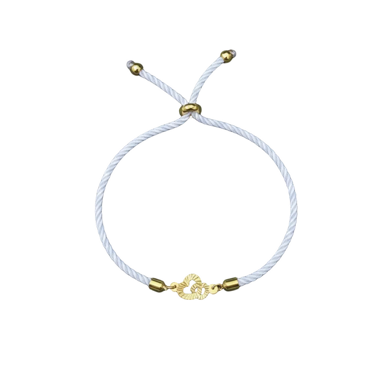 سوار من الذهب الحقيقي عيار 18 قيراط على شكل قلب مزدوج - 18k Gold Bracelet - Embellish Gold