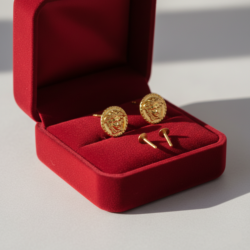 18k Real Gold Bucks Earrings - 18k Gold Earrings - Embellish Gold