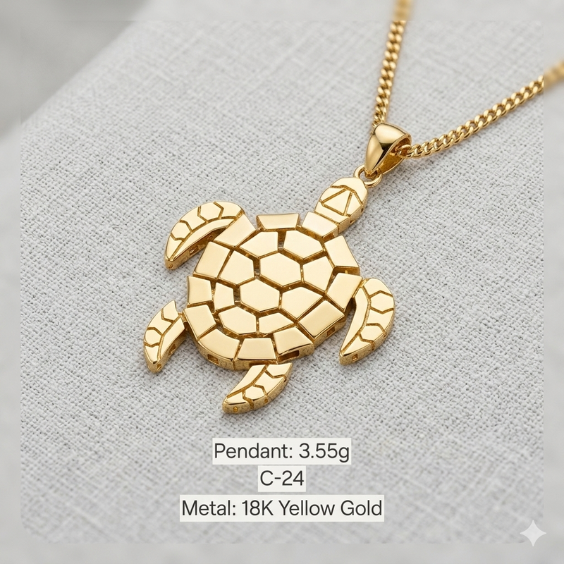 18k Gold Turquoise Pendant - 18k Gold Pendant - Embellish Gold Jewelry & Diamond