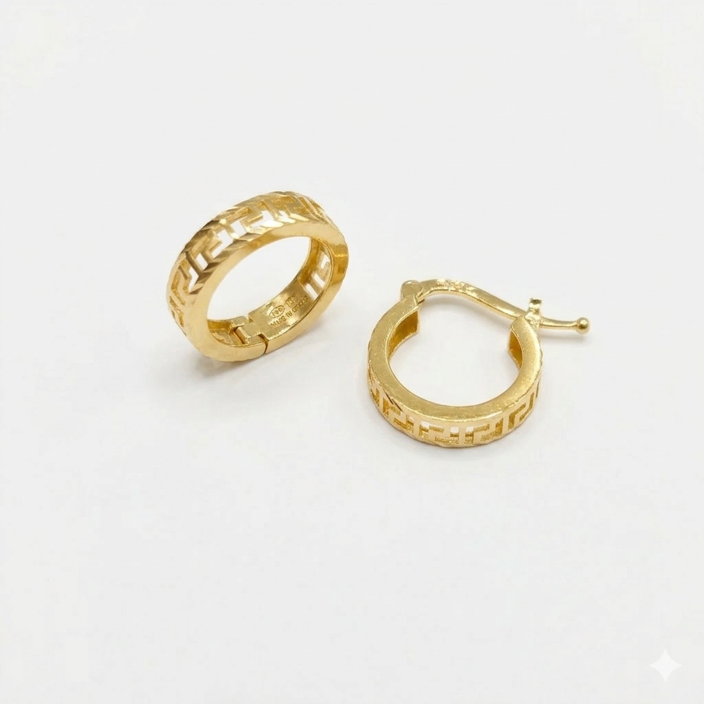 18k Gold Zigzag Loop Earrings - 18k Gold Earrings - Embellish Gold Jewelry & Diamond