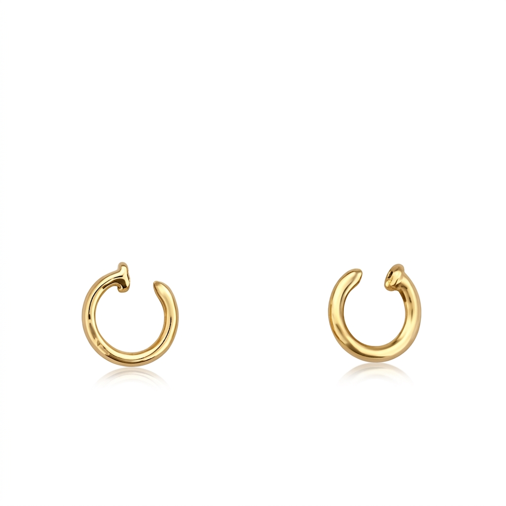 18K Real Gold  Nail Earrings - 18k Gold Earrings - Embellish Gold