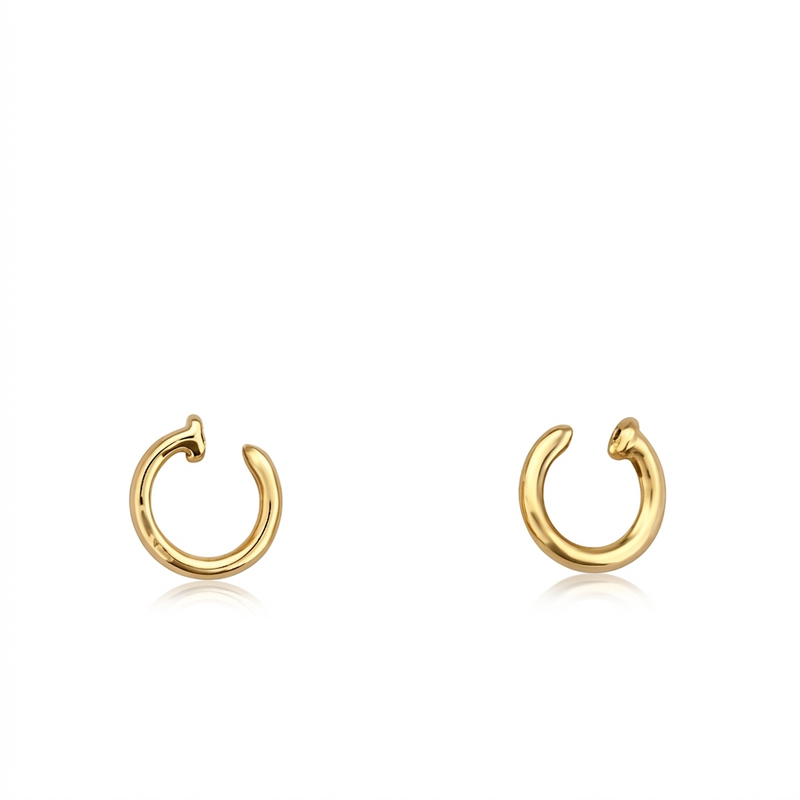 18K Real Gold  Nail Earrings - 18k Gold Earrings - Embellish Gold