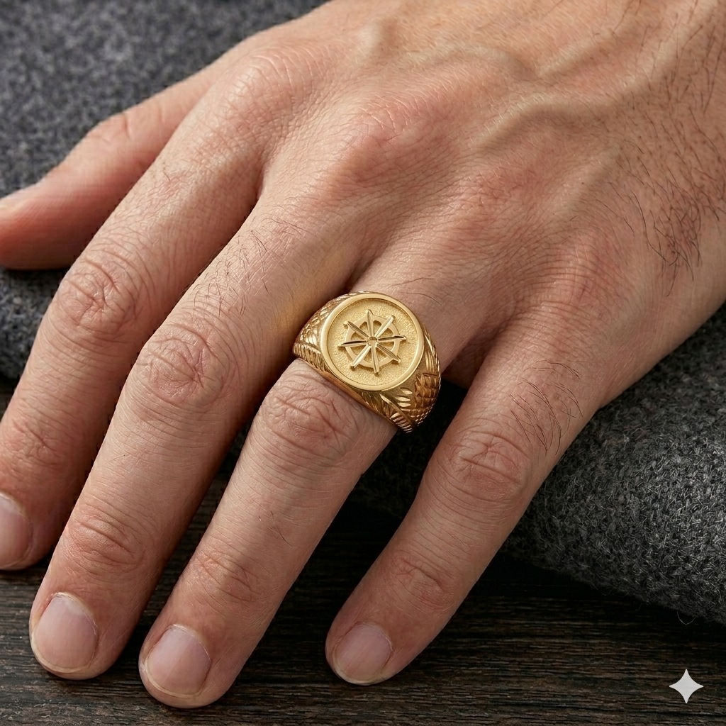 18k Gold Wheel Inspired Power Ring - Best Seller - Embellish Gold Jewelry & Diamond