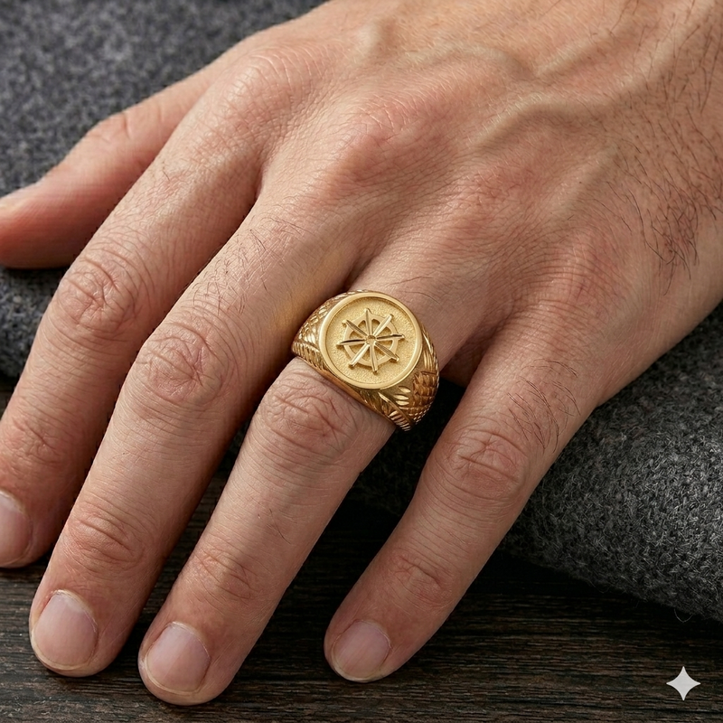 18k Gold Wheel Inspired Power Ring - خواتم  - Embellish Gold Jewelry & Diamond