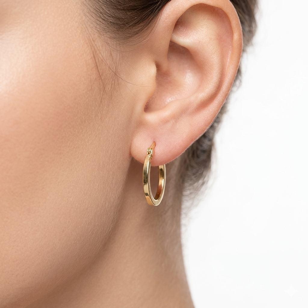 18k Gold Simple Loop Earrings - 18k Gold Earrings - Embellish Gold Jewelry & Diamond