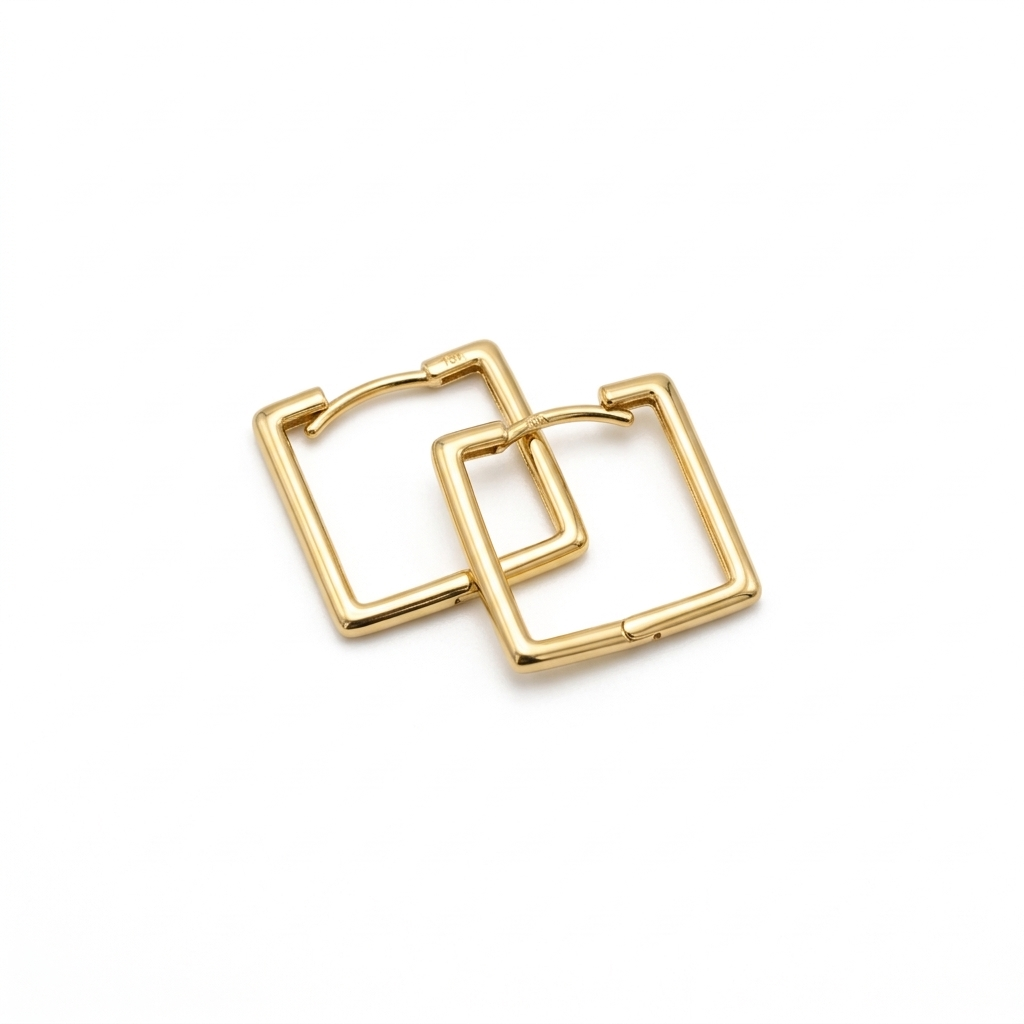 18k Gold Perfect Square Earrings - 18k Gold Earrings - Embellish Gold Jewelry & Diamond
