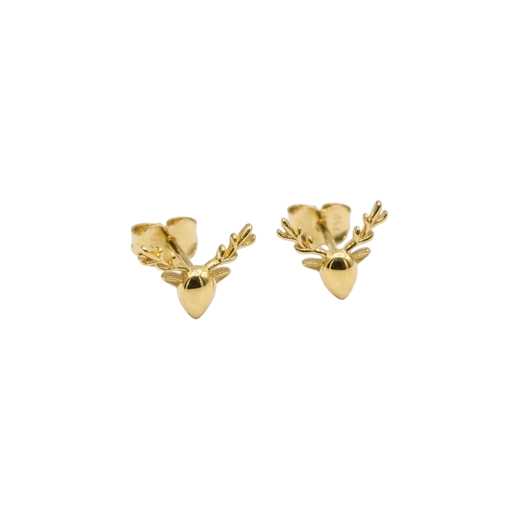 18k Gold Deer Inspired Earrings - 18k Gold Earrings - Embellish Gold Jewelry & Diamond