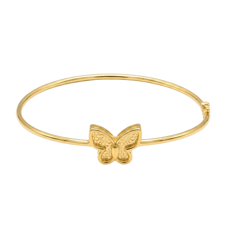 18k Gold Dotted Butterfly Bangle - 18k Gold Bangle - Embellish Gold Jewelry & Diamond