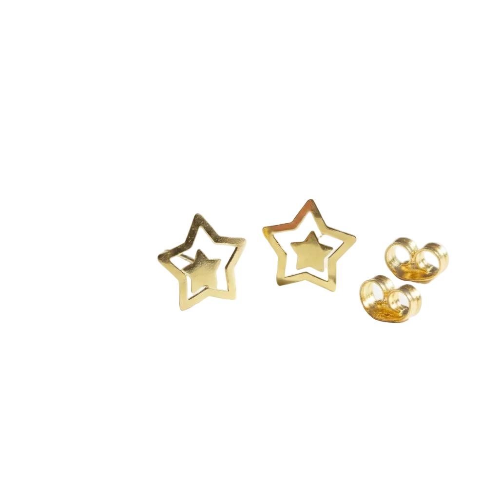 18K Real Gold Star Earrings - Earring at @ 135 - Embellish Gold