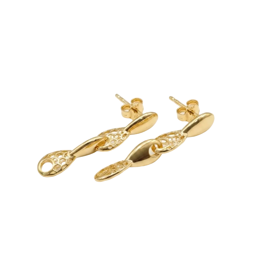 18k Gold Clam Inspired Hanging Earrings - 18k Gold Earrings - Embellish Gold Jewelry & Diamond