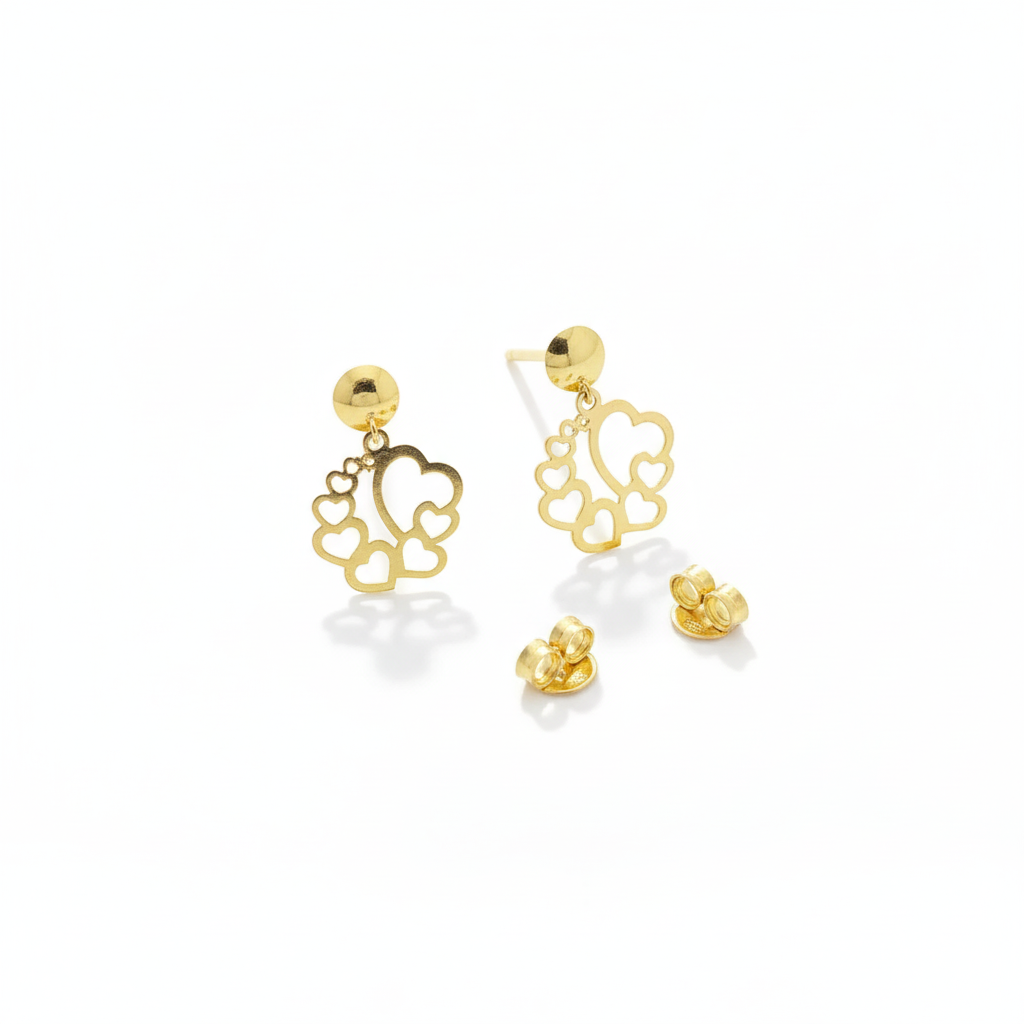 18K Real Gold 8 Heart Earring