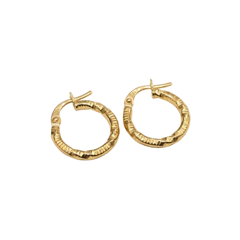 18k Gold Scale Loop Earrings - 18k Gold Earrings - Embellish Gold Jewelry & Diamond