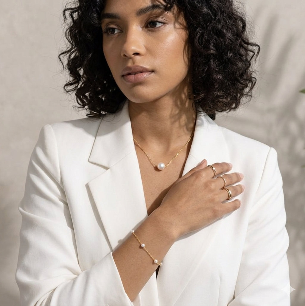 18K Gold Fresh Pearl Necklace Set