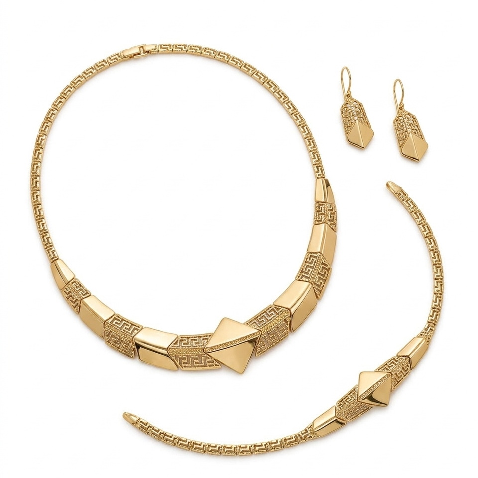 18k Gold Diamond Style Jewelry Set - ad collection - Embellish Gold Jewelry & Diamond