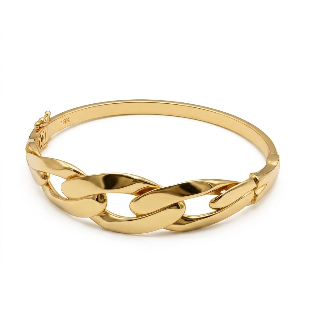 18k Gold Sterling Bangle - 18k Gold Bangle - Embellish Gold Jewelry & Diamond