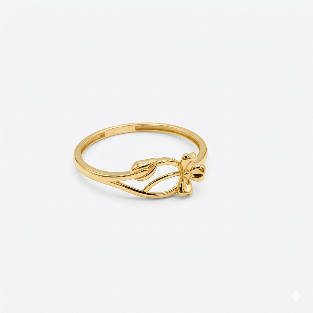 18k Gold Leaf with 3 Petal Ring