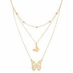 18k Gold 3 Layer Butterfly Ball Necklace