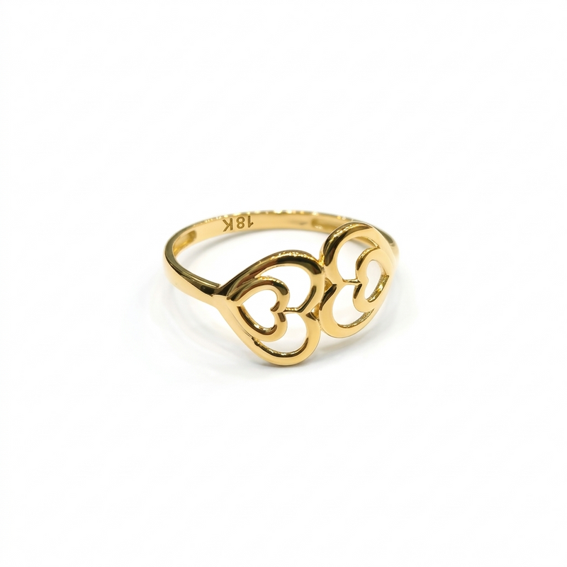 18k Gold Plain Heart In Heart Ring - 18k Gold Ring - Embellish Gold Jewelry & Diamond