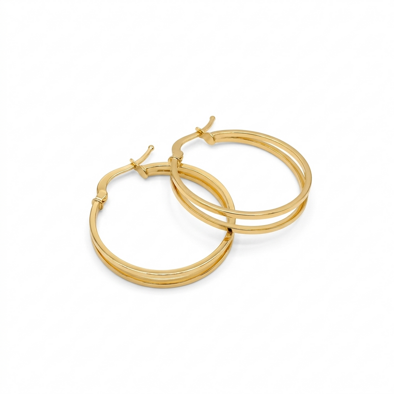 18k Gold Big Plain Loop Earrings - المنتجات - Embellish Gold Jewelry & Diamond