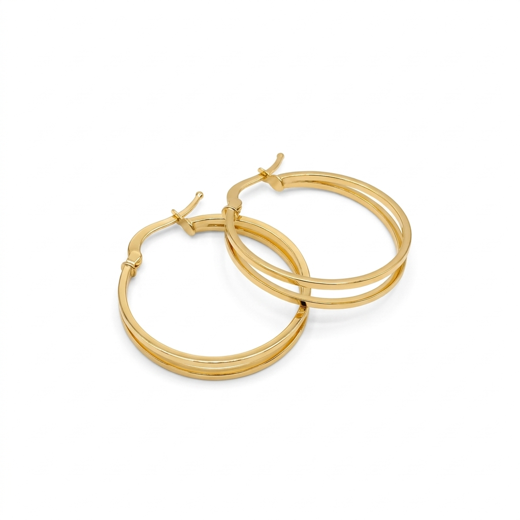 18k Gold Thin Line Loop Earrings - 18k Gold Earrings - Embellish Gold Jewelry & Diamond