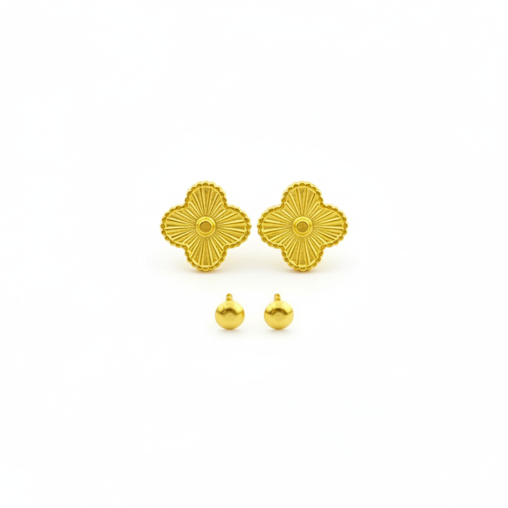 18K Real Gold VC dot Earrings - 18k Gold Earrings - Embellish Gold
