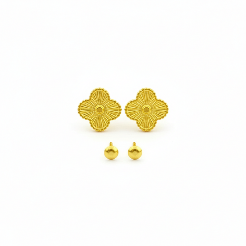 18K Real Gold VC dot Earrings - 18k Gold Earrings - Embellish Gold