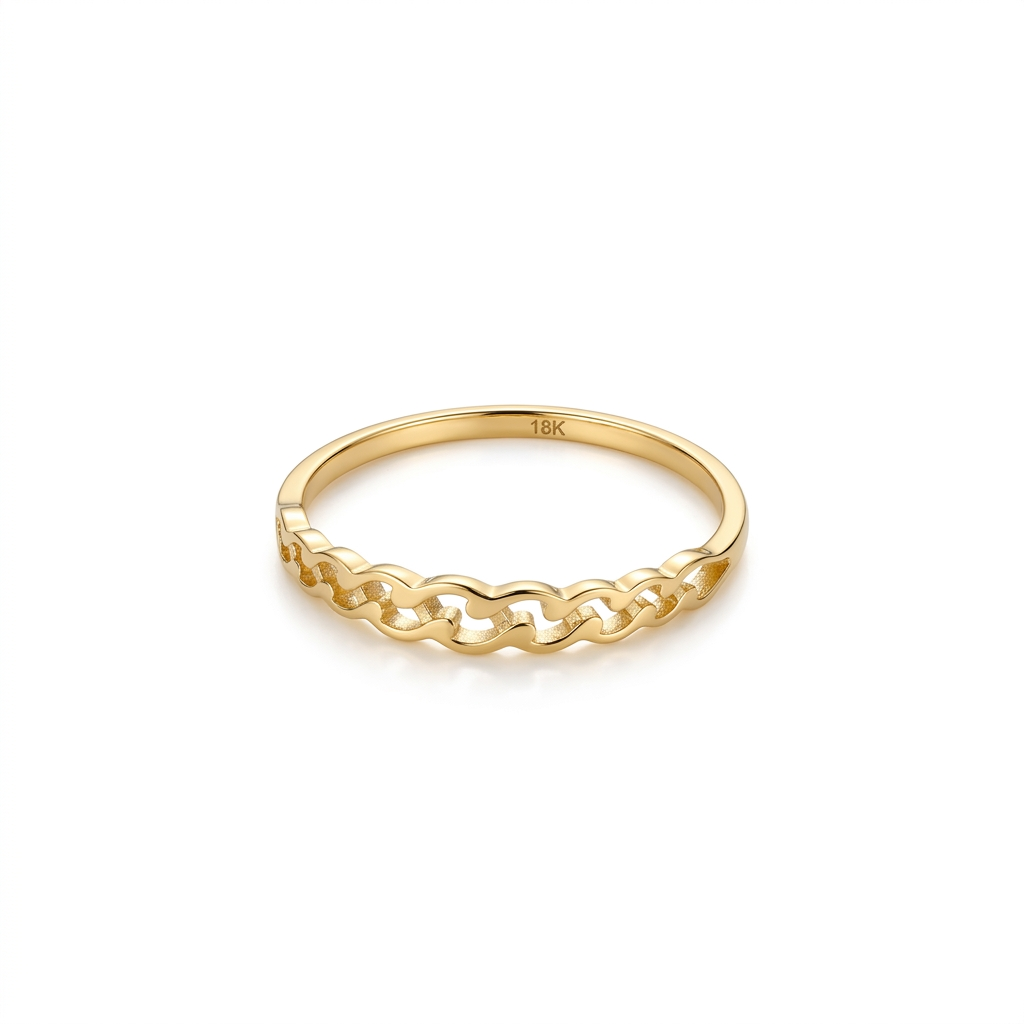 18k Gold Twisted Inspired Ring - 18k Gold Ring - Embellish Gold Jewelry & Diamond