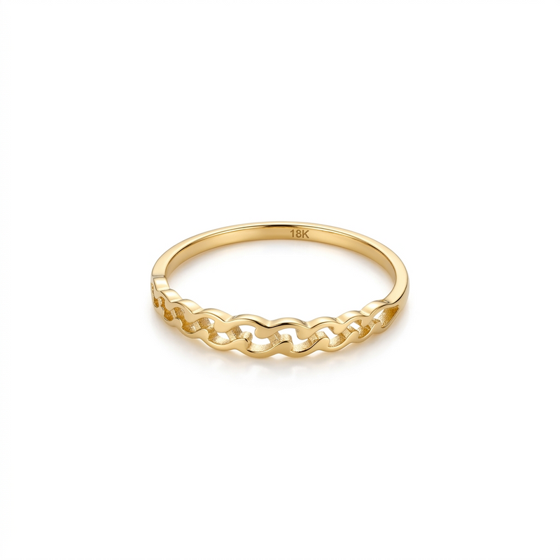 18k Gold Twisted Inspired Ring - 18k Gold Ring - Embellish Gold Jewelry & Diamond