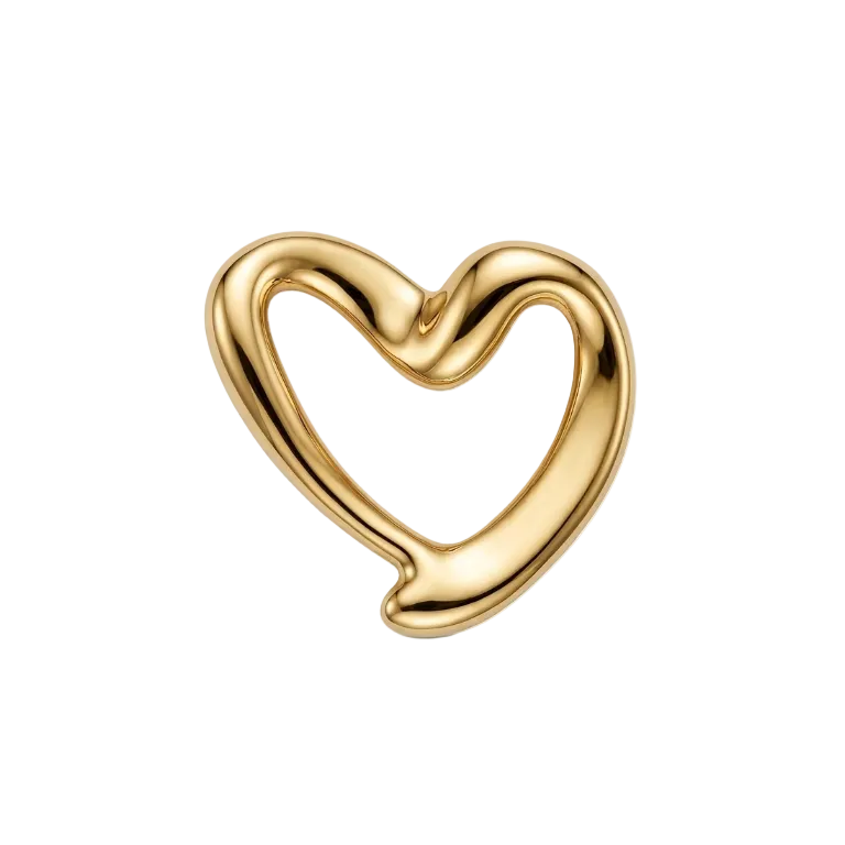 Happy Gold heart-shaped pendant on a white background