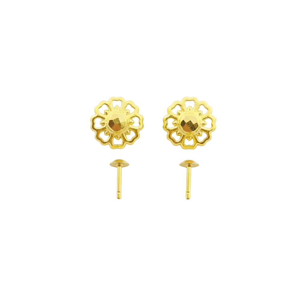 18K Real Gold Spot Flower Earrings - 18k Gold Earrings - Embellish Gold
