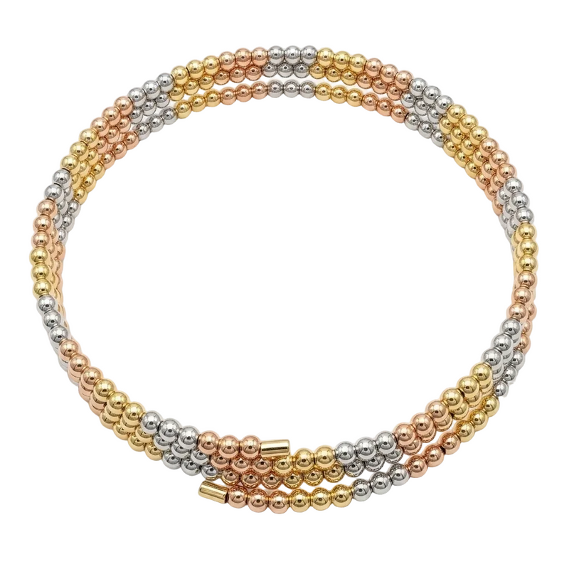 18k Gold 3 Layered Tri-color Ball Bangle - 18k Gold Bangle - Embellish Gold Jewelry & Diamond