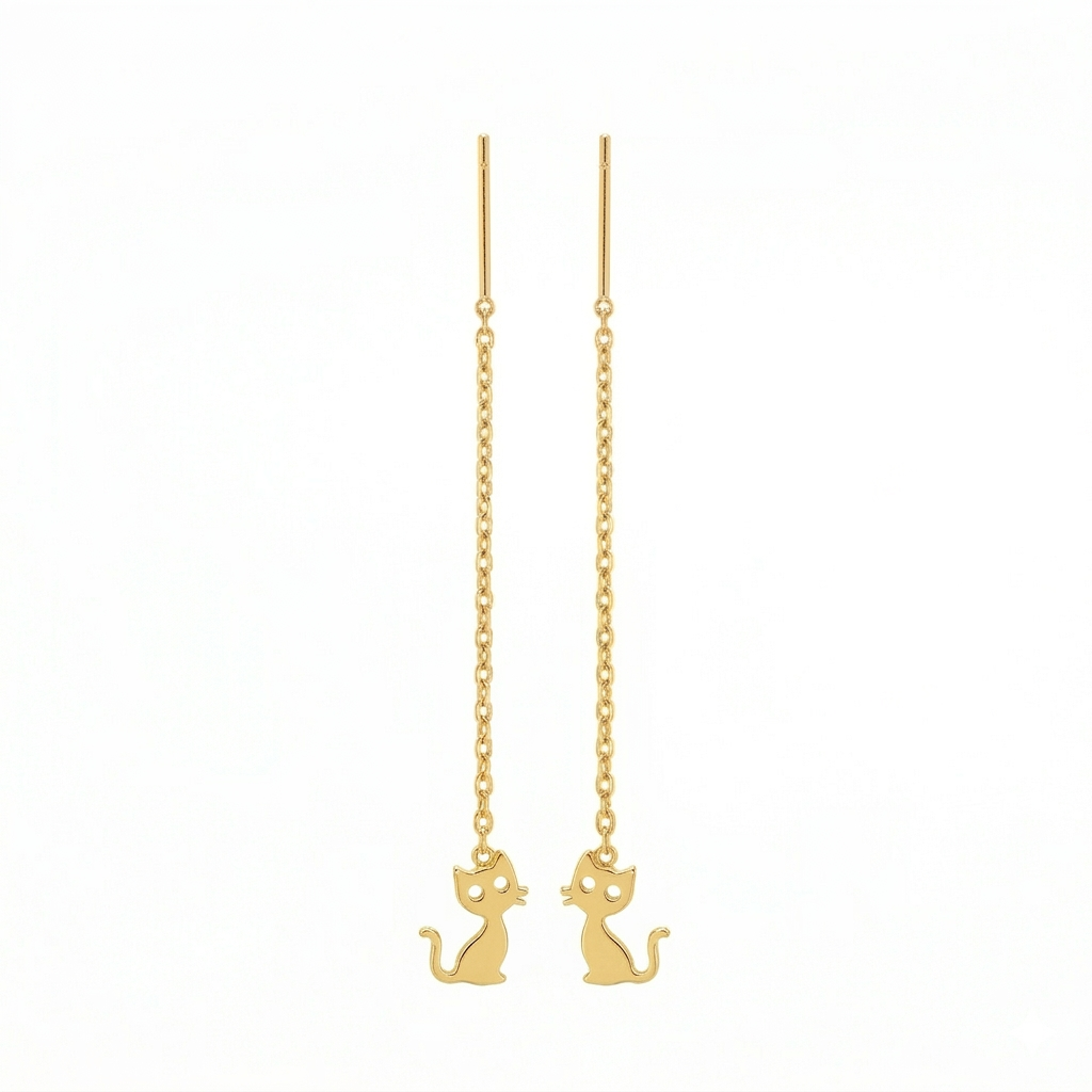 18k Gold Cat Inspired Tictac Earrings