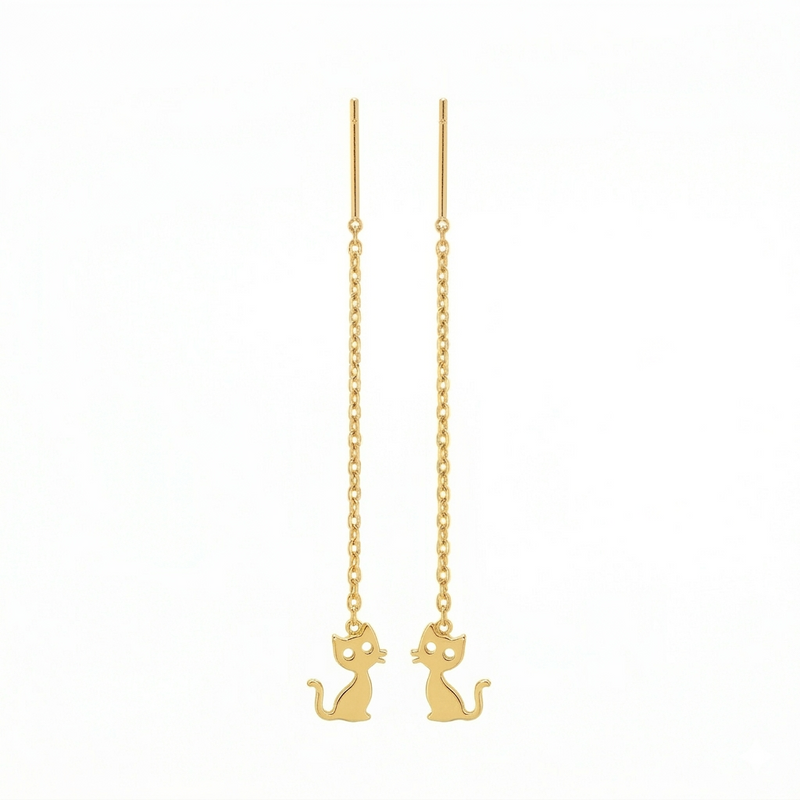 18k Gold Cat Inspired Tictac Earrings - 18k Gold Earrings - Embellish Gold Jewelry & Diamond