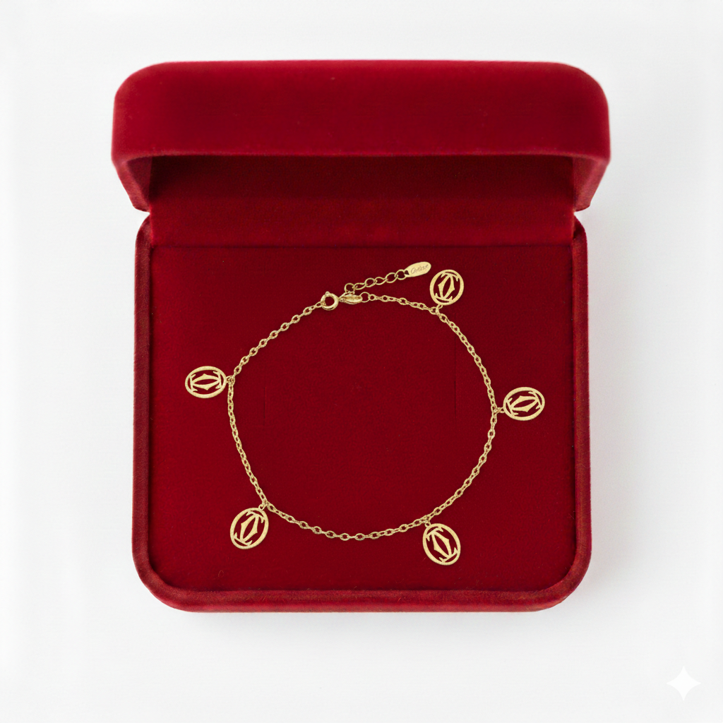 18K Real Gold Alpha 5 Pendant Bracelet