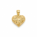 18k Gold Texture Heart Pendant