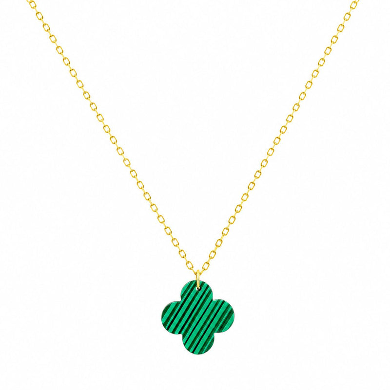 18k Gold Jade Clover Necklace - 18k Gold Necklace - Embellish Gold Jewelry & Diamond