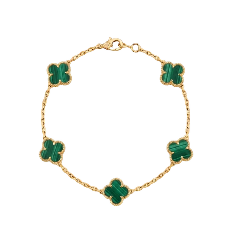 18k Gold 5 Clover Bracelet - 18k Gold Bracelet - Embellish Gold Jewelry & Diamond