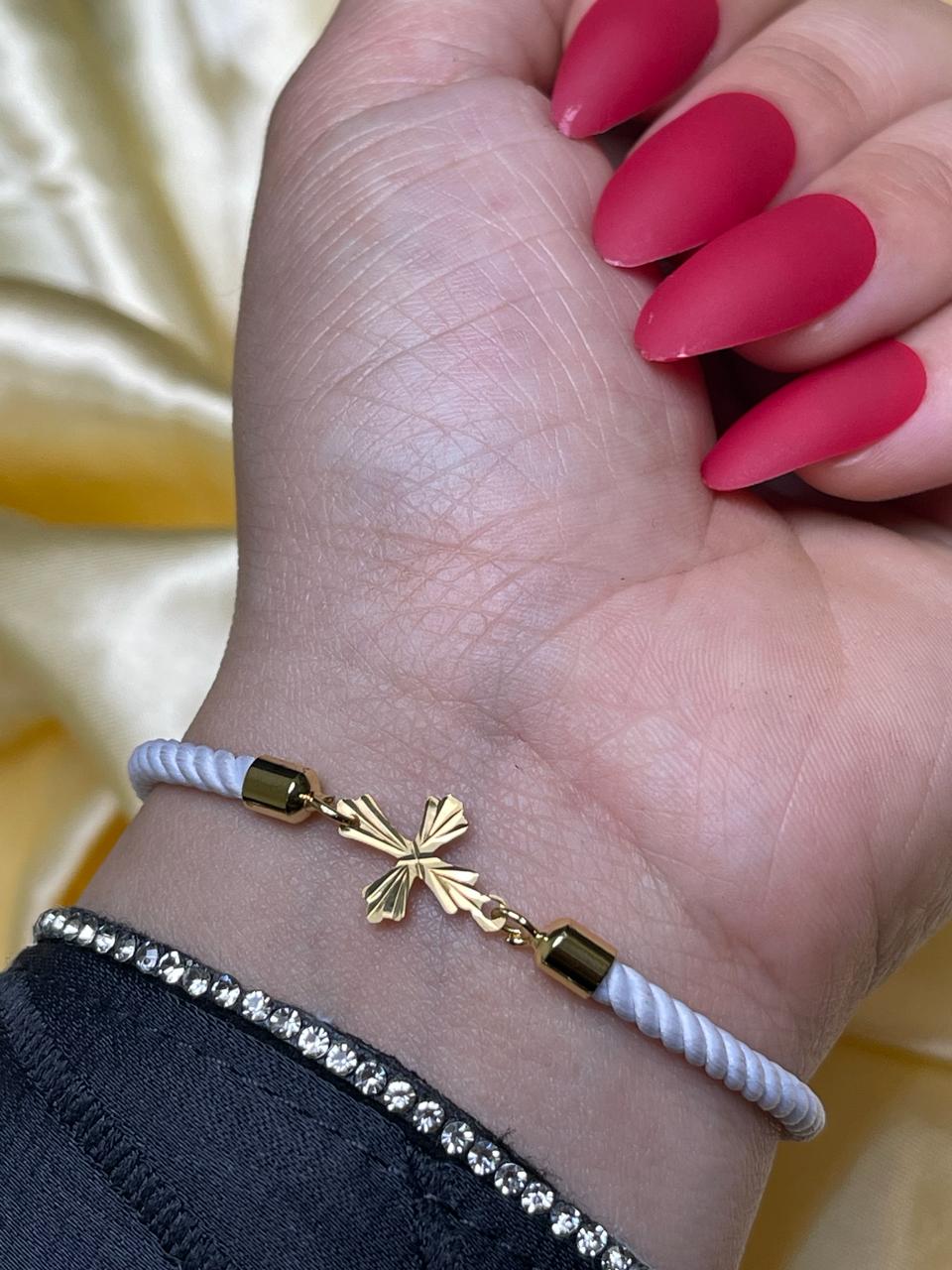 18K Real Gold Cross Lucky Charm Bracelet - Embellish Gold