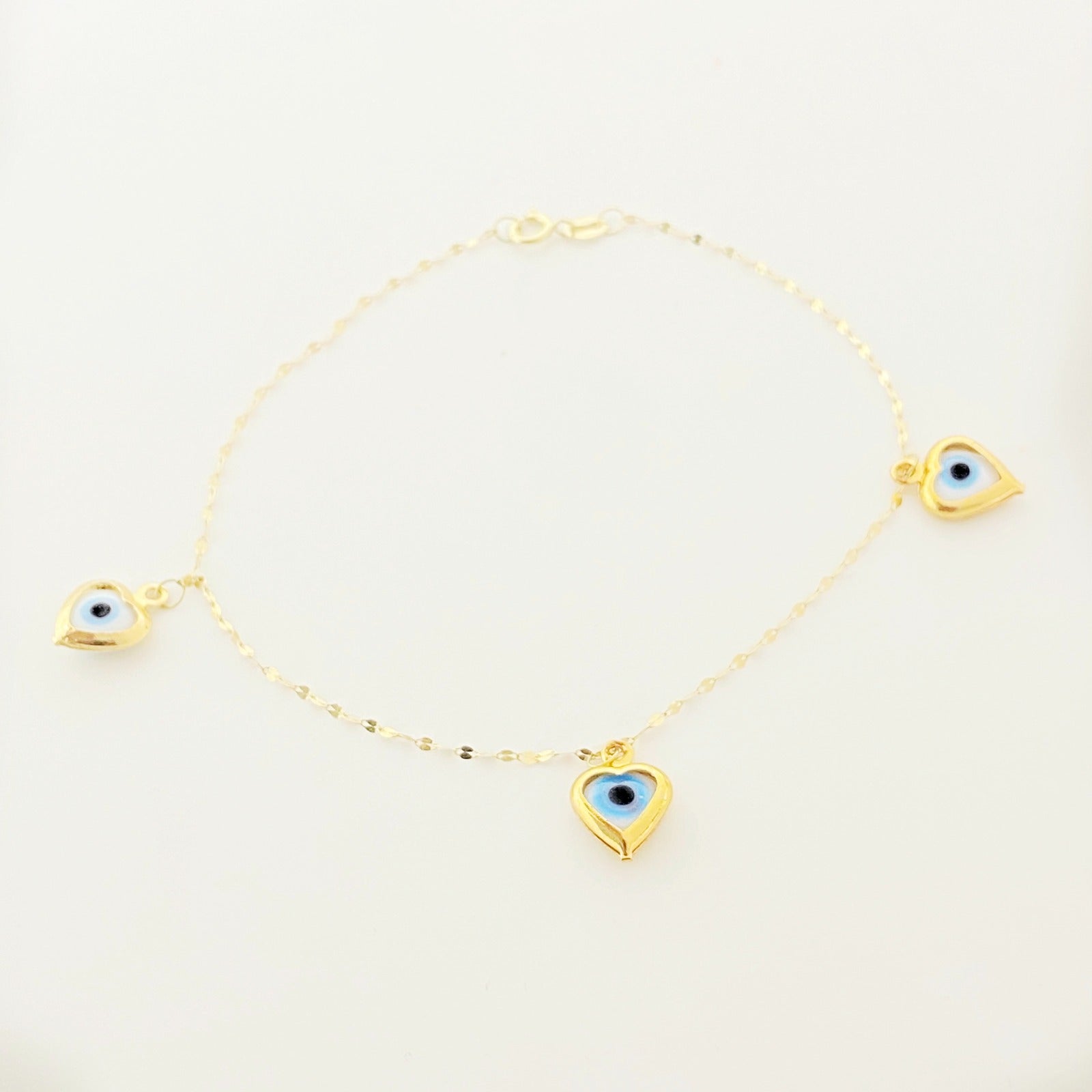 18K Real Gold Evil Eye Heart Design Necklace And Bracelet.1 - Embellish Gold